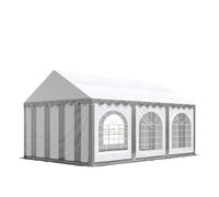 Tente Barnum de Réception 4x6 m Bâches PVC 750 N Gris-Blanc Cadre de Sol Jardin