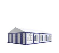 Tente Barnum de Réception 5x10 m Bâches PVC 750 N Bleu-Blanc Cadre de Sol Jardin