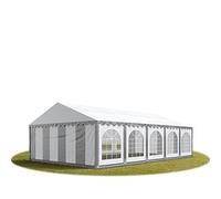 Tente Barnum de Réception 5x10 m Bâches PVC 750 N Gris-Blanc Cadre de Sol Jardin