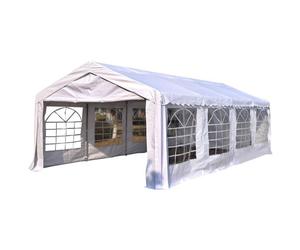 Tente Barnum Tonnelle De R?Ception 798l X 392l X 280h Cm Poly?Thyl?Ne Imperm?Able 8 Fen?Tres Et Acier Galvanis? Robuste Blanc Blanc