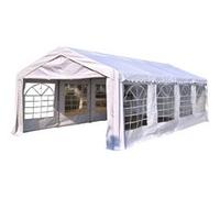 Outsunny Tente barnum réception 798×392×280 cm polyéthylène acier galvanisé 8 fenêtres Blanc