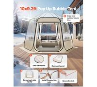 Tente Bulle Pop-up 3 x 2 8 m Tente Igloo Dôme de Jardin pour 4 à 8 Personnes Abri de Camping d'Extérieur Transparent avec Fenêtr…