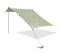 Tente cabane de plage avec branches vert foncé UPF50, abri solaire portable avec sacs de sable et pelle à sable pour le camping, la pêche, le plaisir du jardin