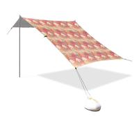 Tente cabane de plage dégradée rose et doré avec protection UPF50+ - Pare-soleil portable avec sacs de sable et pelle pour le camping, la pêche, le plaisir du jardin