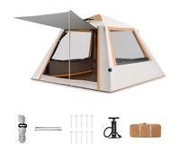 Tente Camping Gonflable Automatique, 230x230x153cm, Blanc cassé argenté | Fermetures Éclair Robustes, Tente Camping Familiale, Festivals Musique, Pour Festivaliers