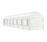 Tente canopy en polyéthylène, blanche, 15,61 x 2,28 x 2,69 m, avec 16 parois latérales et 2 entrées zippées, gazebo d'extérieur robuste pour fête, patio, pare-soleil et facile à assembler
