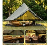 Tente cloche de camping familiale 4 à 8 places - toile Oxford imperméable stove jack 4 saisons - vert