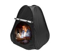 Tente d'angle calme, tente sensorielle pour besoins spéciaux - Extra Big Black Out Calmant Den,Salle sensorielle pliable avec porte aveugle, améliore la concentration, pliable, revêtement argenté pour