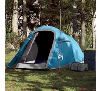 Tente de Camping 2 Personnes, Tente Tunnel Imperméable Polyester 185T, Double Toit Amovible, Ventilée avec Filet Anti-Insectes, Facile à Monter, Idéale Randonnée et Pêche, Bleu, 272 x 133 x 100 cm