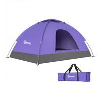 Tente de camping 2 places Outsunny, tente dôme avec portes à fermeture éclair, poche de rangement, sac de transport pratique, violet clair