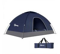 Tente de camping 2 places Outsunny, tente dôme avec portes à fermeture éclair, poche de rangement, sac de transport pratique, bleu marine