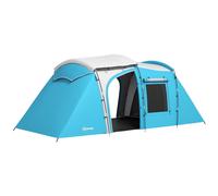 Tente de camping 3-4 pers. 2 chambres 4 portes 4 fenêtres sac bleu Bleu