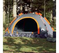 Tente de Camping 3 Personnes Gris et Orange libération Rapide imperméable dôme légère Portable avec E-Port pour randonnée Plage Festival