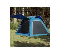 vidaXL Tente de Camping 4 Personnes, Tente d'Ombrage avec Sac de Transport, Auvent Portable avec Parois Latérales, Bleu 94357