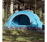 Tente de Camping 4 Personnes, Imperméable et Résistante au Vent, Polyester 190T avec Revêtement PU, Montage Rapide en 2 Minutes, Tente Familiale et Tente Trek, Double Entrée, Bleu, 260 x 200 x 160 cm