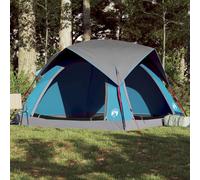 Tente de Camping 4 Personnes, Imperméable et Résistante, Double Toit Amovible, Polyester 185T avec Revêtement PU, Tente Familiale et Tente Trek, Bleu, Dimensions 218 x 218 x 135 cm