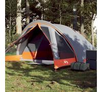 Tente de Camping 4 Personnes, Imperméable et Résistante, Double Toit Amovible, Tente Familiale et Tente Trek, Polyester 185T avec Revêtement PU, Gris et Orange, Dimensions 275 x 183/303 x 140 cm