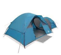 Tente de camping 5 personnes bleue imperméable avec 2 cabines de couchage, connexion E, barres légères, matériau respirant, coupe-vent pour extérieur, trekking, festival et excursion en famille