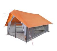 Tente de camping 5 personnes gris et orange imperméable