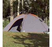 Tente de Camping 8Personnes Auvent Abri Jardin Gris et Orange Imperméable vidaXL