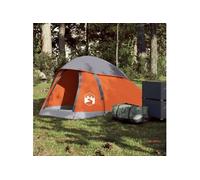 Tente de camping à dôme 1 personne gris et orange imperméable
