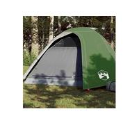 vidaXL Tente de Camping 4 Personnes, Tente d'Ombrage avec Sac de Transport, Auvent Portable avec Parois Latérales pour Randonnée, Vert Imperméable