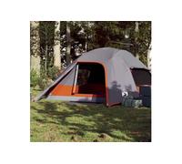 Tente de camping à dôme 4 personnes gris et orange imperméable