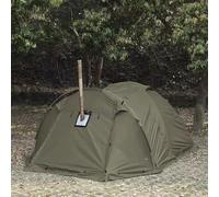 Tente de Camping À Double Paroi, Grande Tente Étanche 4 Saisons, avec Ouverture pour Poêle Et Deux Rideaux Séparateurs sur Les Arceaux pour Créer des Pièces, Tente Cabine Portable Olive