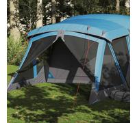 Tente de camping avec auvent pour 4 personnes, bleu, imperméable, polyester 185T, revêtement PU, 515 x 370 x 220 cm, forme de cabine, idéale pour les aventures en plein air et le camping en famille