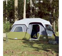 Tente de Camping avec Lumière LED 9 Personnes Abri Gris Clair et Orange vidaXL
