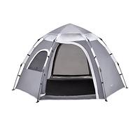 Tente de Camping avec Montage Instantané pour 2-3 Personnes 2 Portes 1 Fenêtre Toile Imperméable Polyester 190T avec Revêtement PU Fibre de Verre 240 x 205 x 140 cm Gris Foncé Gris Clair