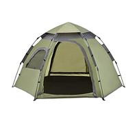 Tente de Camping avec Montage Instantané pour 2-3 Personnes 2 Portes 1 Fenêtre Toile Imperméable Polyester 190T avec Revêtement PU Fibre de Verre 240 x 205 x 140 cm Vert Gris Foncé