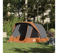 Vidaxl Tente De Cabine Familiale 6 Personnes Gris Orange Imperméable