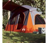 vidaXL Tente de camping Cabine 5 personnes Imperméable Gris et orange Facile à monter