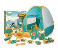Tente de camping de camping pour, tente pliable, accessoires de camping robustes, jouets d'aventure | Jeu éducatif en 21 parties avec un télescope et jouer à la cuisinière pour l'intérieur et