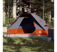 Tente de Camping Dôme 2 Personnes, Imperméable et Résistante au Vent, Polyester 185T avec Revêtement PU, Double Toit Amovible, Tente Trek Légère et Portable, Gris et Orange, 214 x 150 x 115 cm