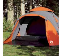 Tente de Camping Dôme 3 Personnes, Imperméable et Résistante au Vent, Double Toit Amovible, Montage Rapide, Tente Trek et Tente Familiale, Gris et Orange, 290 x 220 x 150 cm