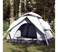 Tente de Camping Dôme 4 Personnes, Imperméable et Occultante, Ouverture Rapide en 1 Minute, Tente Familiale Polyester 190T, Double Toit Amovible, Tente Trek et Plage, Blanc, 230 x 230 x 140 cm