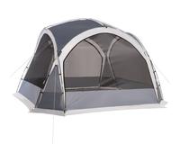 Tente De Camping Dôme Familiale 6-8 Personnes - 4 Portes En Filet Zippées, Tissu Oxford Amovible, Crochet Lampe, Sac De Transport - Dim. 350l X 350l X 230h Cm - Blanc Gris