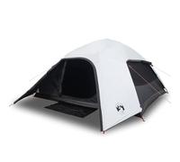 Tente de camping en dôme pour 4 personnes, blanc foncé, imperméable, avec polyester respirant, barres légères, moustiquaire, connexion E et entrée pratique pour le camping en plein air et le trekking