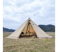 Tente de camping en toile de 5 m x 2,4 m, tente tipi indienne pour adultes, tente de luxe (marron)