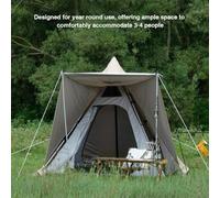Tente de Camping extérieure en Forme de Pyramide, Tipi entièrement Automatique, Tente de randonnée en Tissu de bœuf(Sand Color)