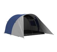 Tente De Camping Familiale 3-4 Pers. - Tente Tunnel Double Toit Sac Inclus - Fibre Verre Polyester Bleu Gris