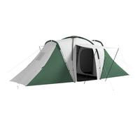 Tente De Camping Familiale 4-6 Pers. - Tente Tunnel 2 Grandes Portes Sac Inclus - Fibre Verre Polyester Gris Vert