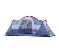 Tente De Camping Familiale 5-6 Pers. - 2 Chambres - Grande Porte + 3 Fenêtres - Dim. 4,55l X 2,3l X 1,8h M Fibre Verre Polyester Oxford Gris