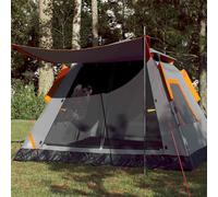 Tente de Camping Familiale 5 Personnes, Dôme Imperméable Polyester 190T, Montage Rapide 1 Minute, Double Toit Amovible, 2 Entrées, Tente Trek et Tente de Plage, Gris/Orange, 230 x 230 x 155 cm