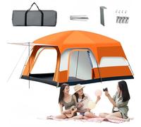 Tente de Camping familiale à Deux pièces, Tente d'extérieur pour 8-10/6-8/4-6 Personnes avec auvent, Sac de Transport, imperméable, Coupe-Vent, Montage Facile, Grande Tente dôme Orange