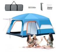 Tente de Camping familiale à Deux pièces, Tente d'extérieur pour 8-10/6-8/4-6 Personnes avec auvent, Sac de Transport, imperméable, Coupe-Vent, Montage Facile, Grande Tente dôme Blue