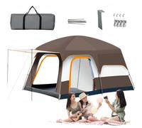 Tente de Camping familiale à Deux pièces, Tente d'extérieur pour 8-10/6-8/4-6 Personnes avec auvent, Sac de Transport, imperméable, Coupe-Vent, Montage Facile, Grande Tente dôme Khaki