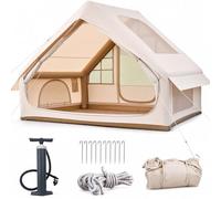 Tente de camping gonflable avec fenêtre de toit - Tente gonflable pour 2 à 4 personnes - Avec pompe à air - Tente gonflable en tissu Oxford imperméable pour les saisons - Montage rapide - Tente